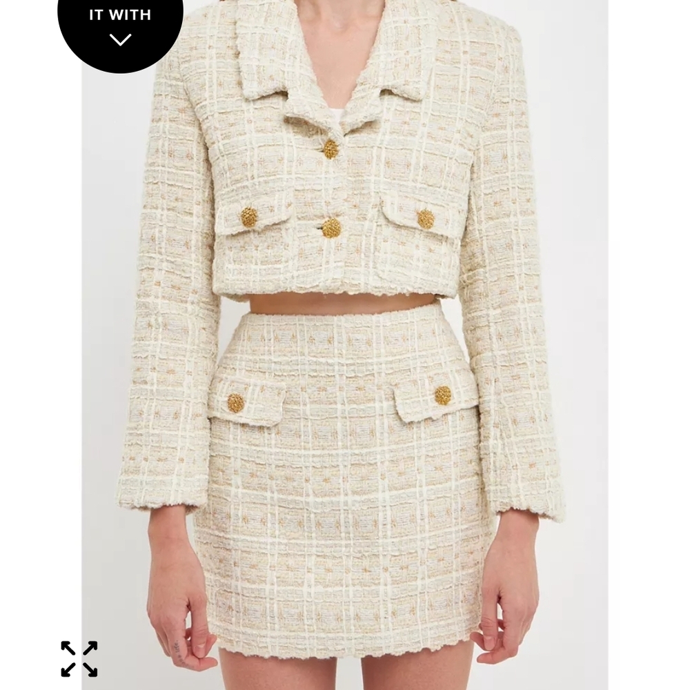 Endless Rose Cream Tweed Set with Gold Buttons